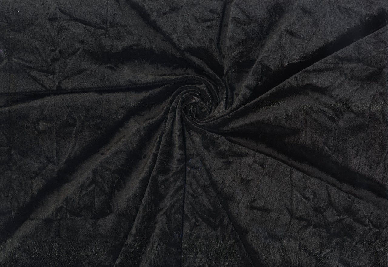 Iceberg Crinkled Velvet Fabric by the Yard — Black, 4-Way Stretch, 58/60″